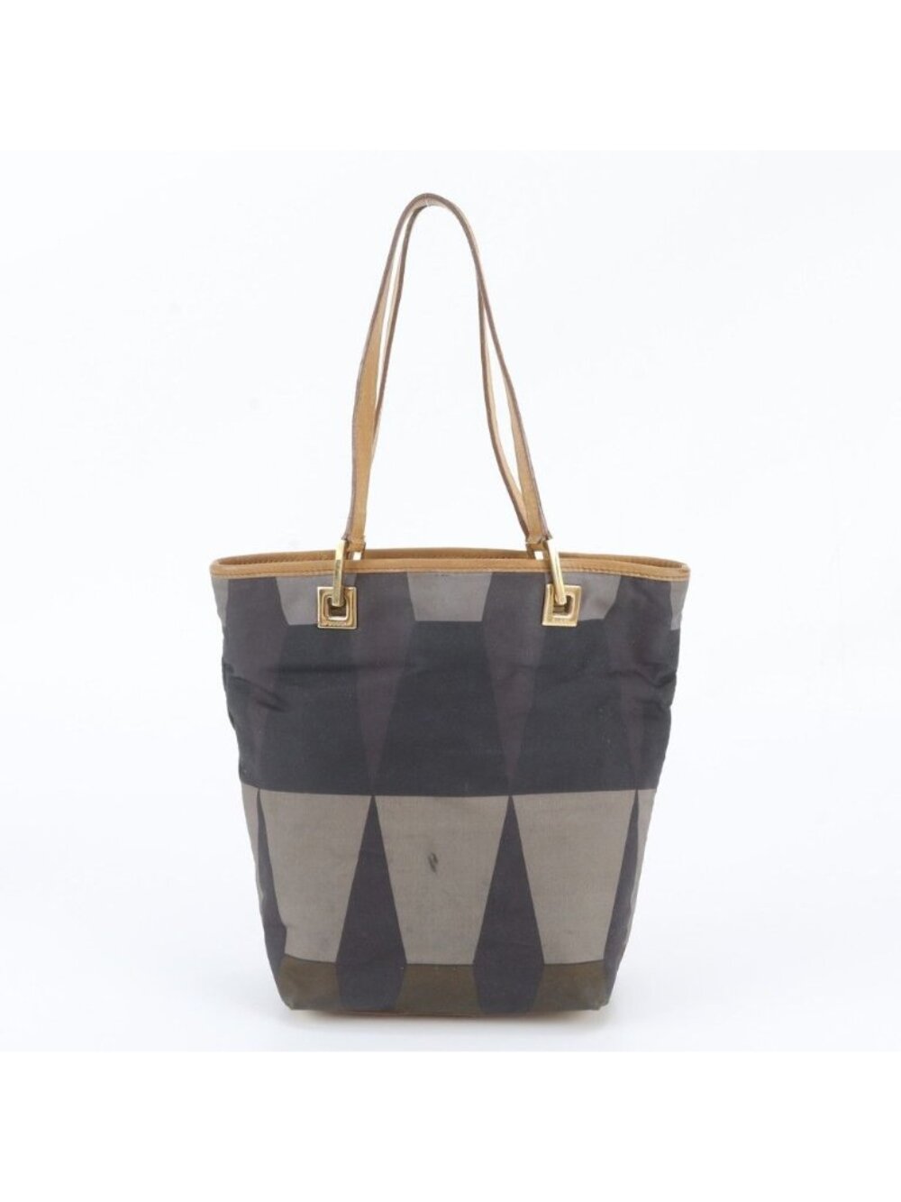 Gucci Geometric Pattern Leather Nylon Tote Bag Shoulder